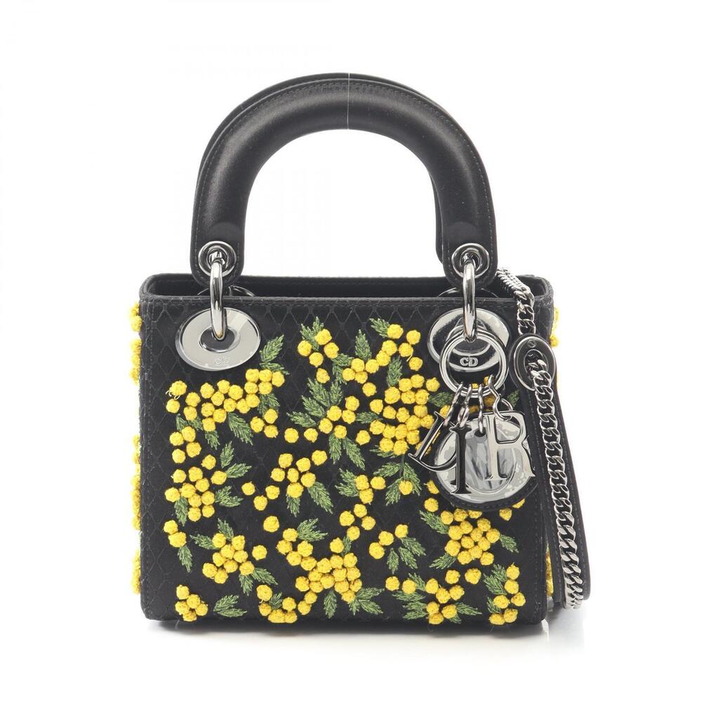 Dior Lady Handbag Black Yellow Green